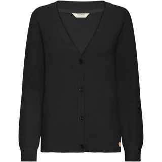 Strickjacke OXMO "Strickjacke OXFiana", Damen, Gr. M, schwarz (true schwarz), Obermaterial: 70% Baumwolle CO recyc.. 30% Polyester Pol. recyc.., Strickjacken Strickjacke
