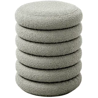 Svita Blossom XS Hocker mit Stauraum Sitzhocker Ottomane Boucle-Polster Hellgrau