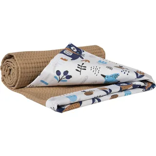 Medi Partners Babydecke Baby Decke Neugeborenen - Kuscheldecke Geschenk Babydecken 75x100cm für Kleinkinder Mädchen Krabbeldecke Kinderbett Kinderwagen 100% Baumwolle (Boho Animals mit Beige Waffel)