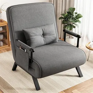 Schlafsessel 4 in 1 mit Bettfunktion, Schlafsofa mit 5-Fach Verstellbarer Rückenlehne, 150 kg belastbar, Sofa mit Aufhängetasche, Schlafcouch, Gästebett, Klappsofa, 184 × 63 cm, Beige - Beige