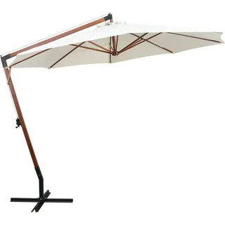 vidaXL Ampelschirm 350 cm Holzmast Weiß - Weiß