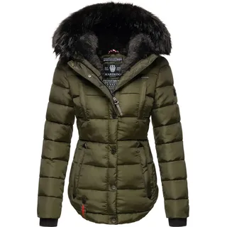 Marikoo Damen Winter Jacke mit edler Kunstpelz Kapuze Lotusblüte