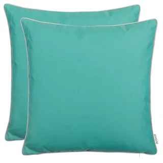 Brandsseller 2er Set Outdoor Kissen 45x45 cm – Wetterfeste Zierkissen mit Paspel – Wasserabweisende Gartenkissen & Dekokissen für draußen – Sofakissen für Balkon & Terrasse – Türkis