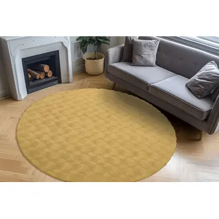OBSESSION Diamond Cut 800 Hochflorteppich Ø 200 cm Honigfarben