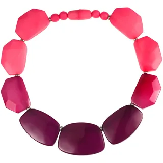 ZAVANA Lila und Rosa Statement-Halskette für Damen und Mädchen, handgefertigte rosafarbene und lilafarbene Boho Chic Chunky Halskette für Frauen, elegante Trendy Bohemian Modeschmuck