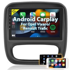 Podofo Carplay Autoradio für Opel Vivaro B/Renault Trafic/FIAT Talento/Nissan NV300, Android 2G+32G HiFi, 9" Touchscreen Android Auto GPS Navi WiFi Bluetooth FM RDS USB Auto Radio
