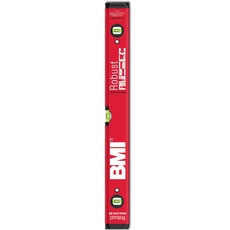 BMI Alu-Wasserwaage Robust rot (Länge 200 cm, Messgenauigkeit 0,5 mm/m, breites/hohes Profil, Gummi-Endkappen, ultraschallverschweißte Libellen) 638200PS