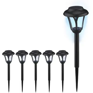 Relaxdays Solarleuchte Kunststoff H39 x D11 cm 6er Set schwarz/transparent