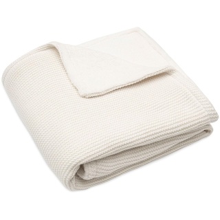 Jollein 517-522-67031 Kinderdecke Strickdecke mit Fleece - Basic Knit Ivory (100x150 cm)