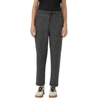Stoffhose S.OLIVER, Damen, Gr. 42, N-Gr, schwarz (grau, schwarz), Web, Obermaterial: 70% Polyester, 26% Viskose, 4% Elasthan, gerade lang, Hosen Stoffhose, mit Leo-Print