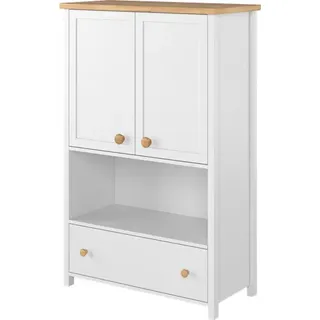 Kommode STORY 85cm weiß/Eiche Nash - Braun, Bronze, Weiß
