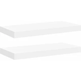 vidaXL Wandboardset 2-tlg. 50/23/3,8 cm aus MDF Schwarz , Weiß , Holzwerkstoff , Strukturbuche , Rechteckig , 50x3.8x23 cm , Wohnzimmer, Regale, Wandboards