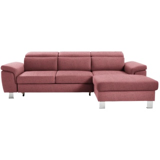 Xora Ecksofa , Hellrot , Textil , Ottomane rechts, L-Form , 250x167 cm , Stoffauswahl, seitenverkehrt erhältlich, Schlafen auf Sitzhöhe, Rücken echt , Wohnzimmer, Sofas & Couches, Wohnlandschaften, Ecksofas