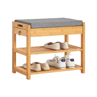 SoBuy Schuhbank 55 x 46 x 30 cm offen / beige/grau