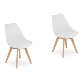 home collective Esszimmerstuhl Holz weiß 2er Set