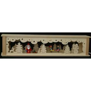 Schwibbogenerhöhungen beleuchtet mit Weihnachtsmann und Stritzelkinder 52x10cm