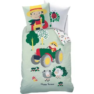 Traktor Bettwäsche Trecker Happy Farmer 135 x 200 cm 80 x 80 cm