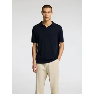 Selected HOMME Poloshirt »SLHMATTIS SS KNIT SUN OPEN POLO NOOS«, blau