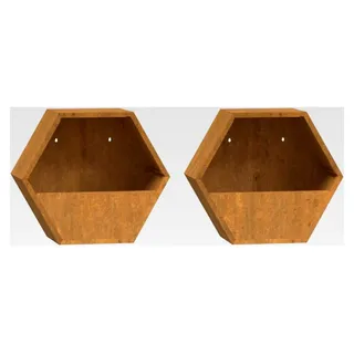 Wand Pflanzkübel 2 Stück, Hängende Pflanzkübel, Pflanzkasten mit Stahlrahmen, Blumenkasten für Garten, Balkon und Terrasse, Wandgefäß, Grau Cortenstahl