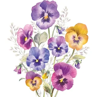 Ambiente Home 20 Servietten Blumen Stiefmütterchen in prächtigen Farben als Tischdeko. Papierservietten mit Motiv. Auch für Decoupage und Serviettentechnik 33x33cm