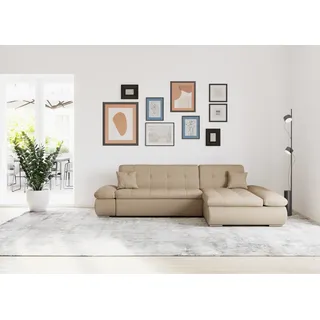 DOMO collection Eckcouch Kunstleder 3-Sitzer Cappucino