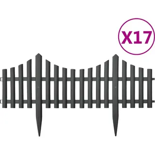 vidaXL Rasenkanten 17 Stk. Anthrazit 10 m PP - Grau