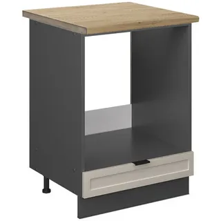 Vicco Herdumbauschrank Fame-Line GrauBeige 60 cm, AP Eiche , Holzwerkstoff , 2 Fächer , 1 Schubladen , Quadratisch , 60x82x60 cm , Küchen, Küchenmöbel, Küchenschränke, Geräteumbauschränke