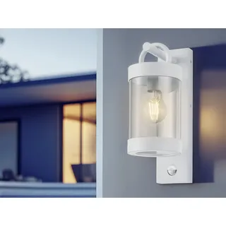 LED Außenwandleuchte mit Bewegungsmelder, Laterne für draußen wetterfest, Weiß - Weiß