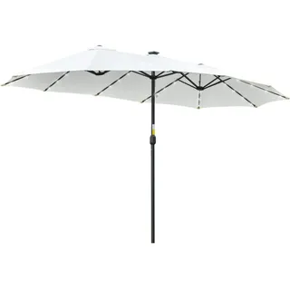 Outsunny Doppelsonnenschirm Oval Schwarz+Cremeweiß , Kunststoff , 265x450 cm , Sonnenschutz, Sonnenschirme