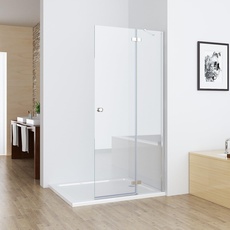 MIQU Nischentür 100 x 195 cm Walk in Duschabtrennung Duschwand für Dusche Pendeltür Duschtür Scharniertür aus ESG Glas Rahmenlos duschtrennwand ohne Duschwanne