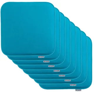 Brandsseller 8er Set Sitzkissen aus Filz 35x35x2 cm – Robuste Stuhlauflagen für innen und außen, eckiges Sitzpolster, strapazierfähiges Kissen für Stühle - Türkis