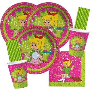 68-teiliges Party-Set - Bibi Blocksberg - Teller Becher Servietten Trinkhalme für 16 Kinder