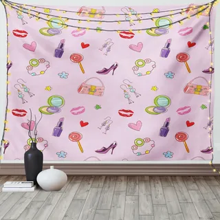 ABAKUHAUS Bunt Wandteppich, Flora Fashion Lollipop, Wohnzimmer Schlafzimmer Heim Seidiges Satin Wandteppich, 200 x 150 cm, Mehrfarbig