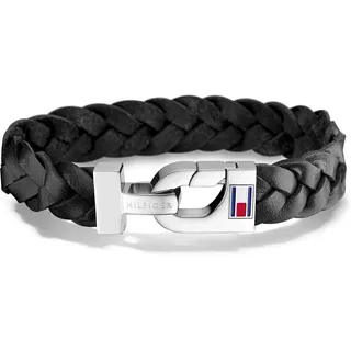 Tommy Hilfiger Men's Casual Armband schwarz Edelstahl Leder 2700872 Größe 21