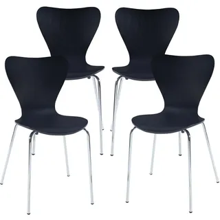 [en.casa] Esszimmerstuhl Essunga Holz/Metall schwarz 4er Set