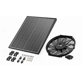 Vevor Solar Ventilator, Belüftung, Lüfter, Φ340x70 mm, Dachbodenabluftventilator mit einstellbarem Thermostat, Außengitter, 1300 CFM Luftstromkapazität, für Giebel, Dach, Garage, Werkstatt