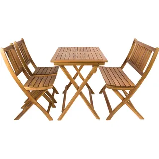 Balkonmöbel Set 4tlg mit Bank Akazie Klapptisch 80 x 60 cm SKARA/BLOOM - Naturbelassen