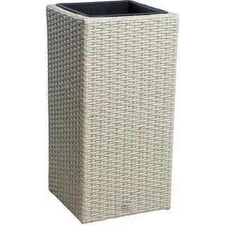 Polyrattan Blumenkübel Pflanzkübel 60 cm Rattan Blumentopf Übertopf Topf Beige