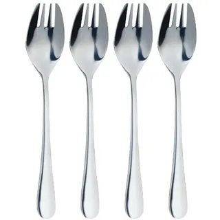 Master Class MasterClass Edelstahl Buffet Spork Set, 4-teilig, Gabel, Messer und Löffel in einem Utensil, hochglanzpoliert, Silber