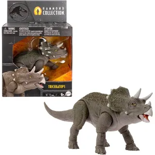 Mattel Jurassic World Hammond Collection Junge Triceratops Dinosaurier-Actionfigur mit 14 Bewegungspunkten,