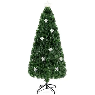 Costway Weihnachtsbaum & Glasfaser-Farbwechsler und Sternspitze, 180cm