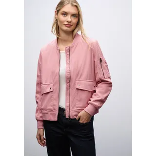Blouson STREET ONE, Damen, Gr. 42, powder pink, Web, Obermaterial: 100% Polyester. Futter: 100% Polyester, unifarben, normal hüftbedeckend, Rundhals, Flachstrickbündchen, Jacken Blouson, aus Cord und Langarm mit Bündchen und Zipperdetail