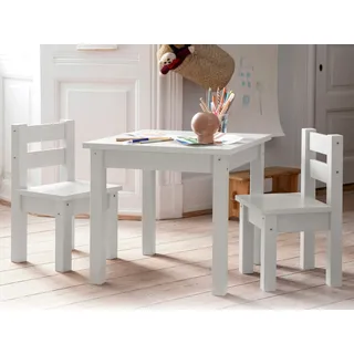Hoppekids Kindersitzgruppe MADS 1 Tisch, 2 Stühle Kiefer massiv lackiert weiß