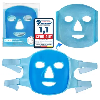ICEHOF Kühlmaske Gesicht mit Klettverschluss - Beidseitig anwendbar (Plüschstoff) - Mit hochwertigem Gel für optimale Kühlung - Kühlpads Gesicht Kühlende Gesichtsmaske - Mit Aufbewahrungsbeutel