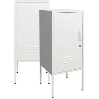 [en.casa] Nachttisch-Set 2 Tlg. Hausjärvi , Weiß , Metall , 35x82x35 cm , Schlafzimmer, Nachtkästchen