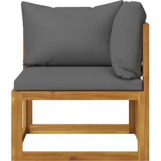 vidaXL Modular-Ecksofa mit Dunkelgrauen Kissen Akazie Massivholz - Grau