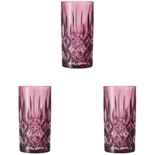 Nachtmann Longdrinkgläser Set 395 ml, 2 Stück, Rot, Noblesse, 105442, Cocktailgläser aus Kristallglas, Trinkgläser spülmaschinenfest (Packung mit 3)