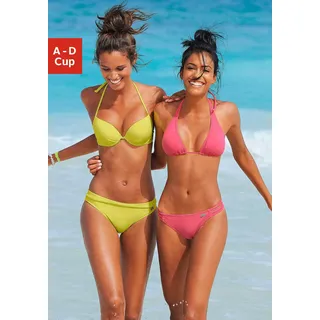 Push-Up-Bikini-Top BUFFALO "Happy", Damen, Gr. 42, Cup D, gelb, Microfaser, Polyamid, unifarben, Bikini-Oberteile Push-Up-Bikini-Top, in mehreren Trendfarben