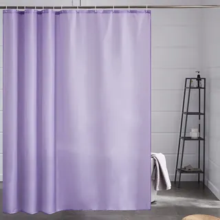 Furlinic Duschvorhang Überlänge Badvorhang Anti-schimmel Textil für Badewanne und Dusche Vorhang aus Stoff Antibakteriell Waschbar mit 12 Duschringen Lila Extra Groß 200x200cm.