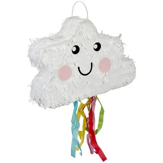 Relaxdays Pinata , Weiß , Wellpappe, Papier , 40x28x10 cm , Dekoration